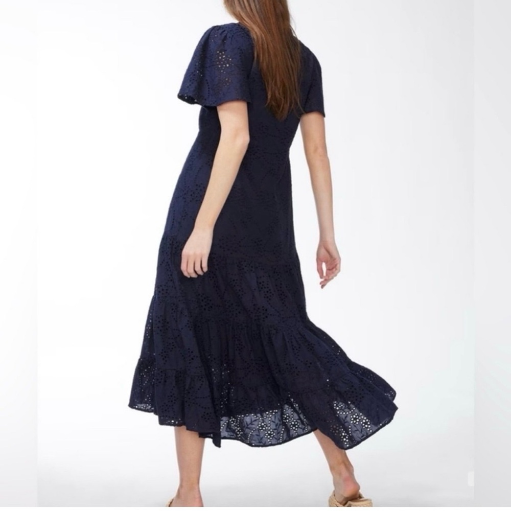NWOT Chico’s cotton navy eyelet maxi dress size 12 - Picture 2 of 5